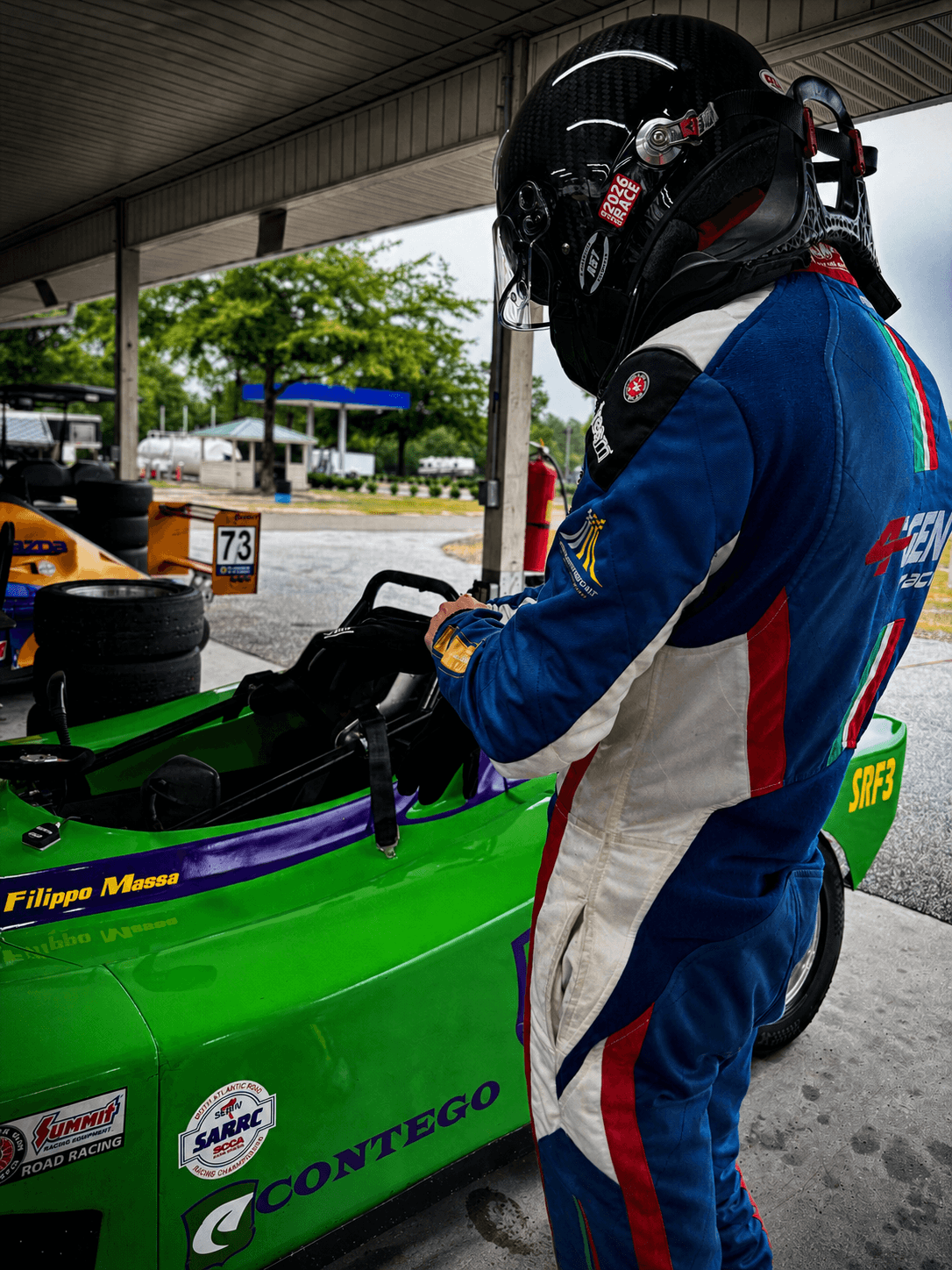Filippo Massa entering the SRF3 before a CMP 2026 track session