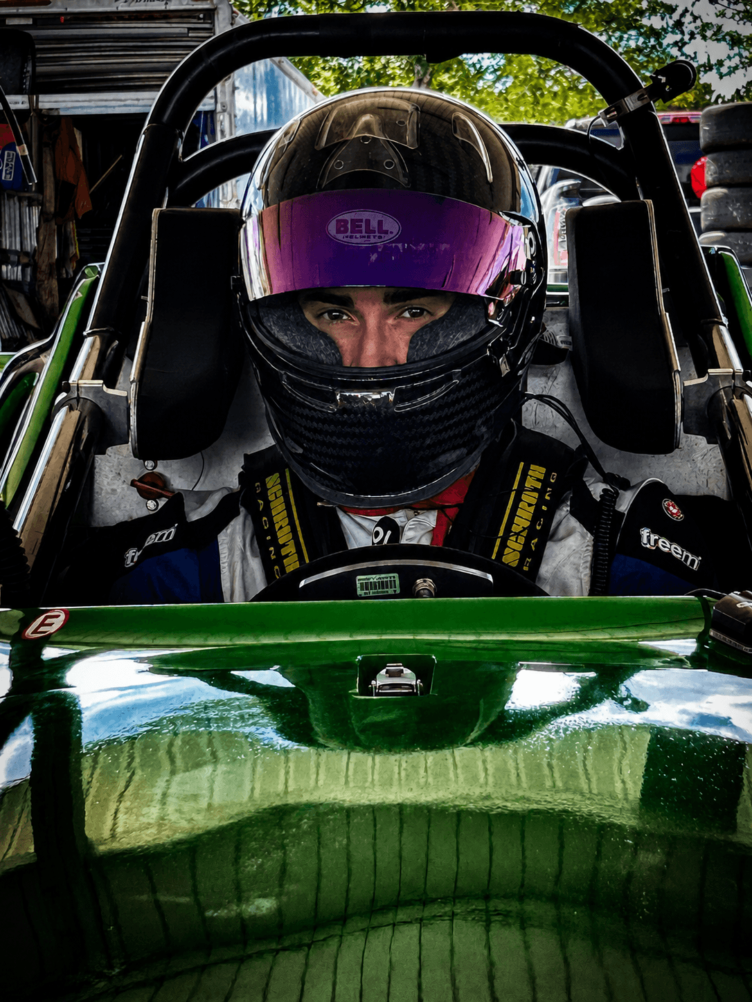 Front view of Filippo Massa in the SRF3 cockpit at CMP in 2026
