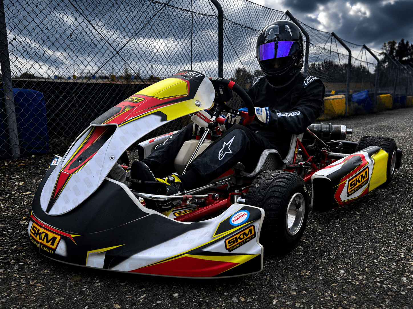 Filippo Massa seated in an SKM kart during karting preparation