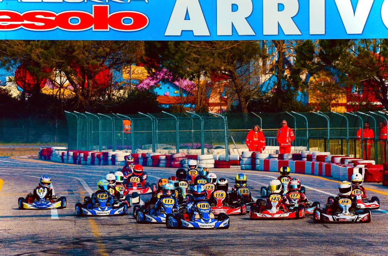 Filippo Massa racing in a karting pack