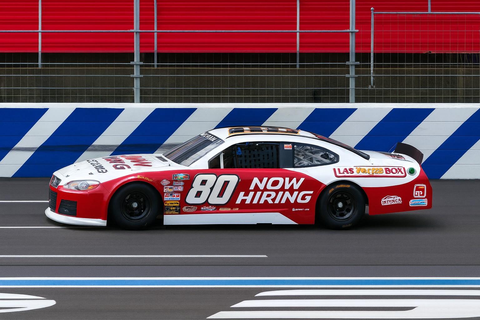 Closed-wheel stock car number 80 on oval